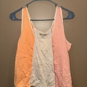 Wonderly Tri-Color Tank Top - Peach, White, Coral
